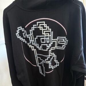 New Mega Man X Zip Up XL Hoodie Pixel Art Retro Video Game Custom Sweatshirt 90s